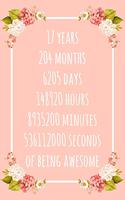 17 Years of Being Awesome: 6x9" Lined Floral Notebook/Journal 17th Birthday Gift Idea. Funny Card Alternative