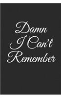 Damn I Can't Remember: An Organizer for All Your Passwords and Shit, Lined Notebook, Journal Gift, 6x9, 110 Pages, Soft Cover, Matte Finish