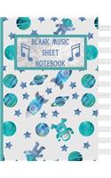 Blank Music Sheet Notebook: Gifts for space/music lovers; cute & elegant Lavender In space Adventures 12 blank staves/staff sheets for music professionals, and students to writ