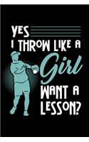 Softball Notebook Yes I Throw Like A Girl Want A Lesson?