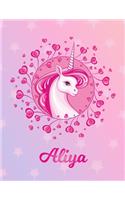 Aliya: Unicorn Large Blank Primary Handwriting Learn to Write Practice Paper for Girls - Creative Pink Purple Magical Horse Personalized Letter A Initial C