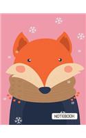 NoteBook: Cute Fox On The Pink Cover This Notebook Journal Diary, 110 Dashed lines pages, 8.5" x 11", Date on top(11 Cute Fox)