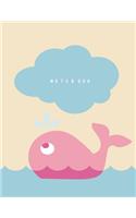 Notebook: Cute whale on yellow cover and Dot Graph Line Sketch pages, Extra large (8.5 x 11) inches, 110 pages, White paper, Sketch, Draw and Paint(3 Cute Whale on Yellow Notebook)