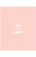 Alia 2019 Planner: Calendar with Daily Task Checklist, Organizer, Journal Notebook and Initial Name on Plain Color Cover (Jan Through Dec), Alia 2019 Planner