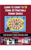 Pre K Counting Activities (Learn to Count to 50 Using 20 Printable Board Games): A full-color workbook with 20 printable board games for preschool/kindergarten children.