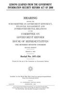 Lessons learned from the Government Information Security Reform Act of 2000