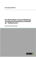Das Thema Musik und seine Bedeutung im Frühwerk Thomas Manns am Beispiel der 