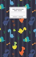 Primary Composition Notebook Grades K-2 Story Journal: Dinosaurs Animal Pattern Primary Composition Book Personalized Lined Draw and Write Handwriting Paper Picture Space and Dashed Midline Notebook for 