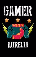 Gamer Aurelia: Kariertes Notizbuch mit 5x5 Karomuster für deinen personalisierten Vornamen