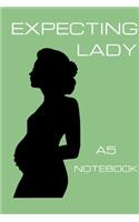 Expecting Lady A5 Notebook: Expecting Lady A5 Notebook with 120 Pages of Lined Paper and Artwork.