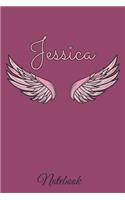 Jessica Notebook: A beautiful personalized angel wings soft cover notebook with 100 lined pages in 6x9 inch format. Personal Diary Personalized Journal Customized Jou