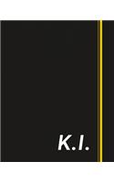 K.I.: Classic Monogram Lined Notebook Personalized With Two Initials - Matte Softcover Professional Style Paperback Journal Perfect Gift for Men and Women