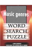 Music genres WORD SEARCH PUZZLE +300 WORDS Medium To Extremely Hard: AND MANY MORE OTHER TOPICS, With Solutions, 8x11' 80 Pages, All Ages: Kids 7-10, Solvable Word Search Puzzles, Seniors And Adults.