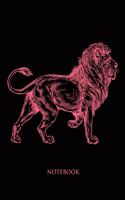 Lion Notebook: Half Picture Half Wide Ruled Notebook - Large (8.5 x 11 inches) - 110 Numbered Pages - Pink Softcover