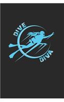 Dive Diva: 6x9 Diving - dotgrid - dot grid paper - notebook - notes