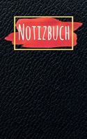 Notizbuch: Notizbuch A5 120 Seiten liniert und schwarzer Leder Optik (Softcover, glänzend).