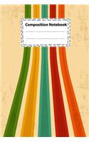 Composition notebook Vintage Rainbow with colorful stripes Retro texture lines for Students, Kids and Teens