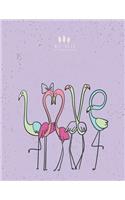 Notebook: Cute flamingo on purple cover and Dot Graph Line Sketch pages, Extra large (8.5 x 11) inches, 110 pages, White paper, Sketch, Draw and Paint(5 Cute Flamingo on Purple Notebook)