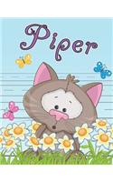 Piper: Personalized Book with Child's Name, Use as Primary Writing Tablet or School Notebook for Kids Learning to Write, 65 Sheets of Wide-Ruled Practice P