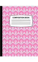 Composition Book: Sketchbook for kids - Unruled Blank Sketch Paper - Baby Pink Damask soft cover Notebook for school, Journal for women and girls