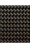 Notebook: Capricorn Zodiac Constellation Large Blank College Ruled Line Paper to Write in - Gold Capricorn Horoscope Pattern