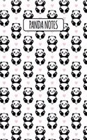 Panda Notes: Blank Lined Notebook with Giant Panda Facts - Panda Hearts