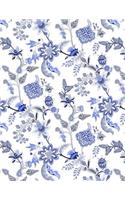 My Big Fat Journal Notebook Blue Chinoiserie Pattern On White: 300 Plus Pages, Jumbo Sized Plain, Blank Unlined Journal Notebook For Journaling, Writing, Planning and Doodling In Large 8.5 by 11 Size