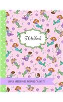 Sketchbook: Cute Mermaid Kawaii Sketchbook for Girls (Light Pink): 100 Pages (50 Sheets) of 8.5x11 Lightly Gridded Paper for Drawing, Doodling or Sketching (Ske