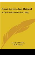 Kant, Lotze, And Ritschl