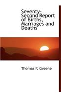 Seventy-Second Report of Births, Marriages and Deaths