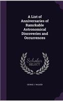 List of Anniversaries of Ramrkable Astronomical Discoveries and Occurrences