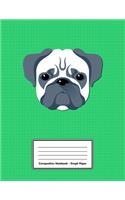 Composition Notebook - Graph Paper: Green Pug - 109 pages 8.5"x11" - White Blank 5x5 Exercise Book - School Subject - Gift For Kids Teenager Adult Teacher Student - Journal - Diary