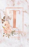 Weekly & Monthly Planner 2020 T: Pink Marble Rose Gold Monogram Letter T with Pink Flowers (7.5 x 9.25 in) Horizontal at a glance Personalized Planner for Women Moms Girls and Schoo