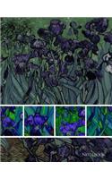 Notebook: Large Lined Notebook Van Gogh Irises Modern Blue Adaptation