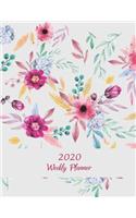 2020 Weekly Planner: Pretty Pink Floral Design, Weekly Calendar Book 2020, Weekly/Monthly/Yearly Calendar Journal, Large 8.5" x 11" 365 Daily journal Planner, 12 Months 