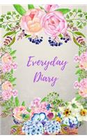 Everyday Diary: Floral 12 month undated planner also includes weight tracker, meal planner, shopping list etc notebook 6"x 9"