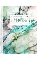 Notes: Composition Notebook (Large) - Ruled Lined Journal Paper, Writing and Journaling Book - Green Marble Pattern Journal