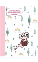 Composition Practice Primary Notebook: Book Worm Handwriting Midline Paper Journal for Girls Grades K-2 & 3