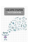 Graph Paper Notebook Gray 1/2 Inch Squares Size 8.5x11 Inches 120 Pages