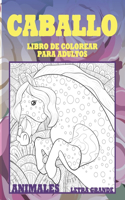 Libro de colorear para adultos - Letra grande - Animales - Caballo