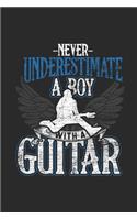 Never Underestimate A Boy With A Guitar: Graph Paper Notebook - Music Instrument Gift For Guitar Player