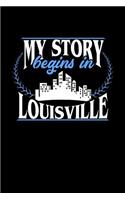 My Story Begins in Louisville: 6x9 inches blank notebook, 120 Pages, Composition Book and Journal, perfect gift idea for everyone born in Louisville