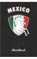 Sketchbook: Mexico Unicorn Sketch Book Paper - Drawing Pad for Artists & Illustrators - Mexican Country Soccer Ball Goalie Black Marble Cover - Perfect Workbook