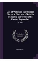 List of Voters in the Several Electoral Districts of British Columbia in Force on the First of September: Yr.1882