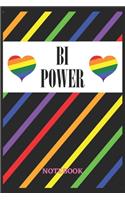 BI POWER Notebook: 6x9 inches - 110 graph paper, quad ruled, squared, grid paper pages - Greatest LGBTQ Rainbow Hearts Journal - Gift, Present Idea