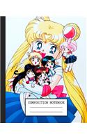 Notebook: Anime Japan Sailor Moon Soft Glossy Cover Graph Paper Pages Book 7.5 x 9.25 Inches 110 Pages