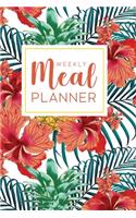 Weekly Meal Planner: 52 Week Food Planner Notebook, Diary, Log for Meal Planning with Grocery Shopping List - Tropical Floral Pineapples