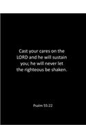 Cast your cares on the LORD and he will sustain you; he will never let the righteous be shaken. Psalm 55