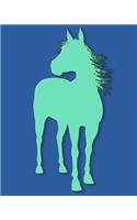 120 Page Handwriting Book: College Ruled Notebook Composition Book Diary Standing Horse on Blue Background