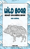 Adult Coloring Book Zen Animal - Thick Lines - Wild boar